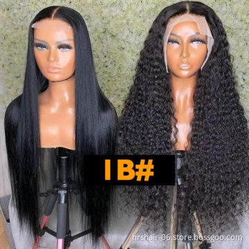 Pre-Plucked 360 Yaki Kinky Straight Frontal Lace Wigs for Black Women Human Hair